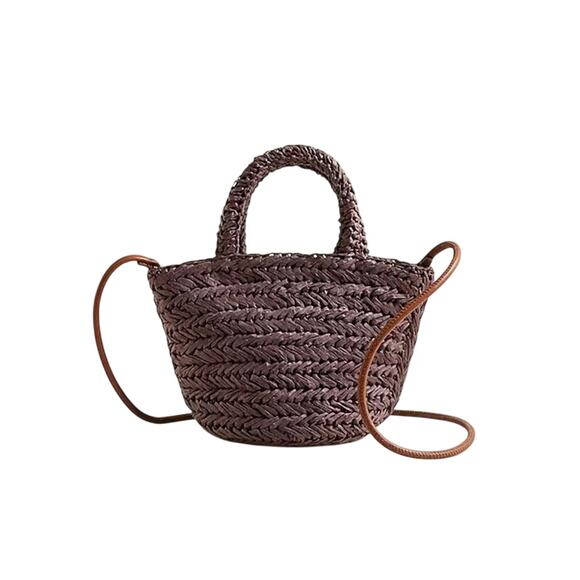 J.Crew Small Malta Handwoven Straw Crossbody Tote Bag — Brown - Picture 1 of 8